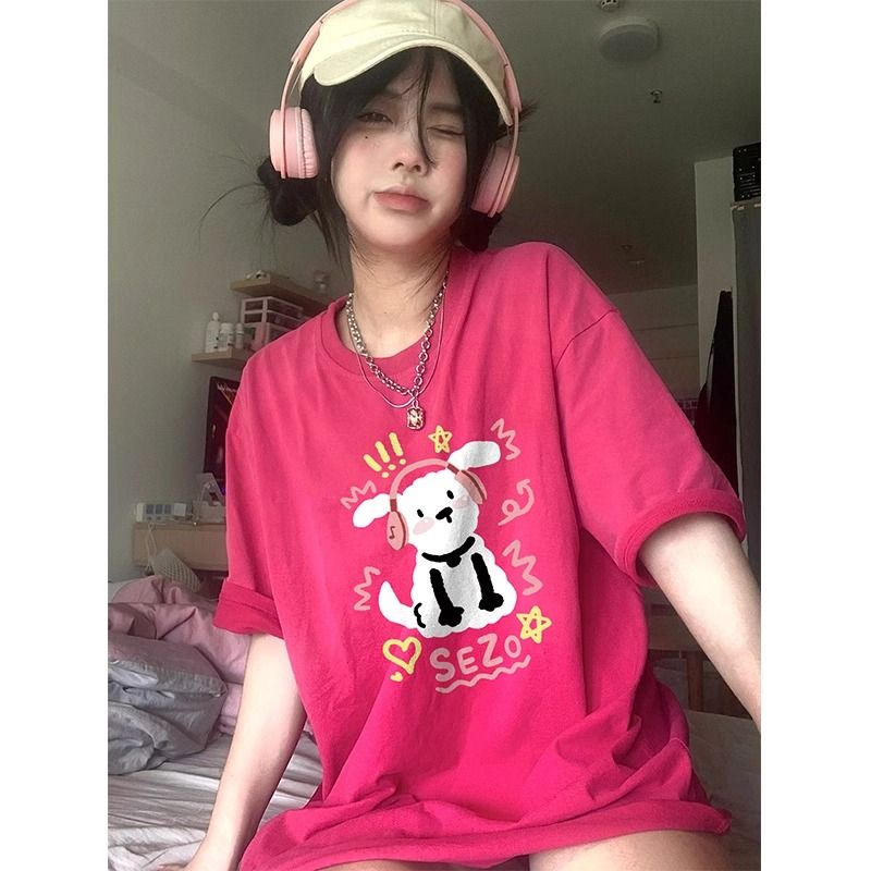 200g pure cotton 2025 new summer large size loose mid-length dress fat mm short-sleeved T-shirt skirt for women