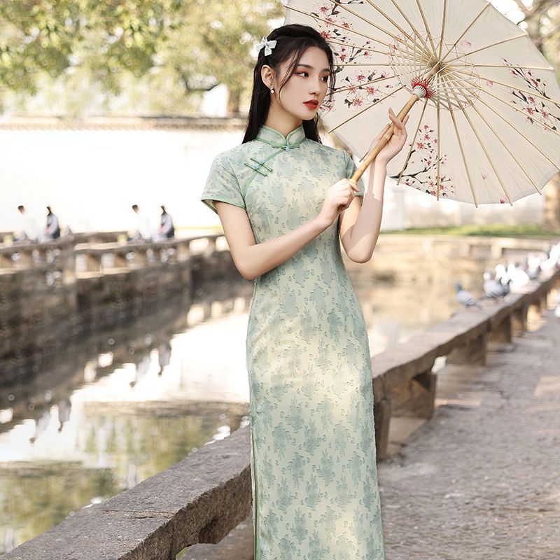 素雅旗袍日常2025新款年輕款高級感夏季新中式小個子改良連衣裙女