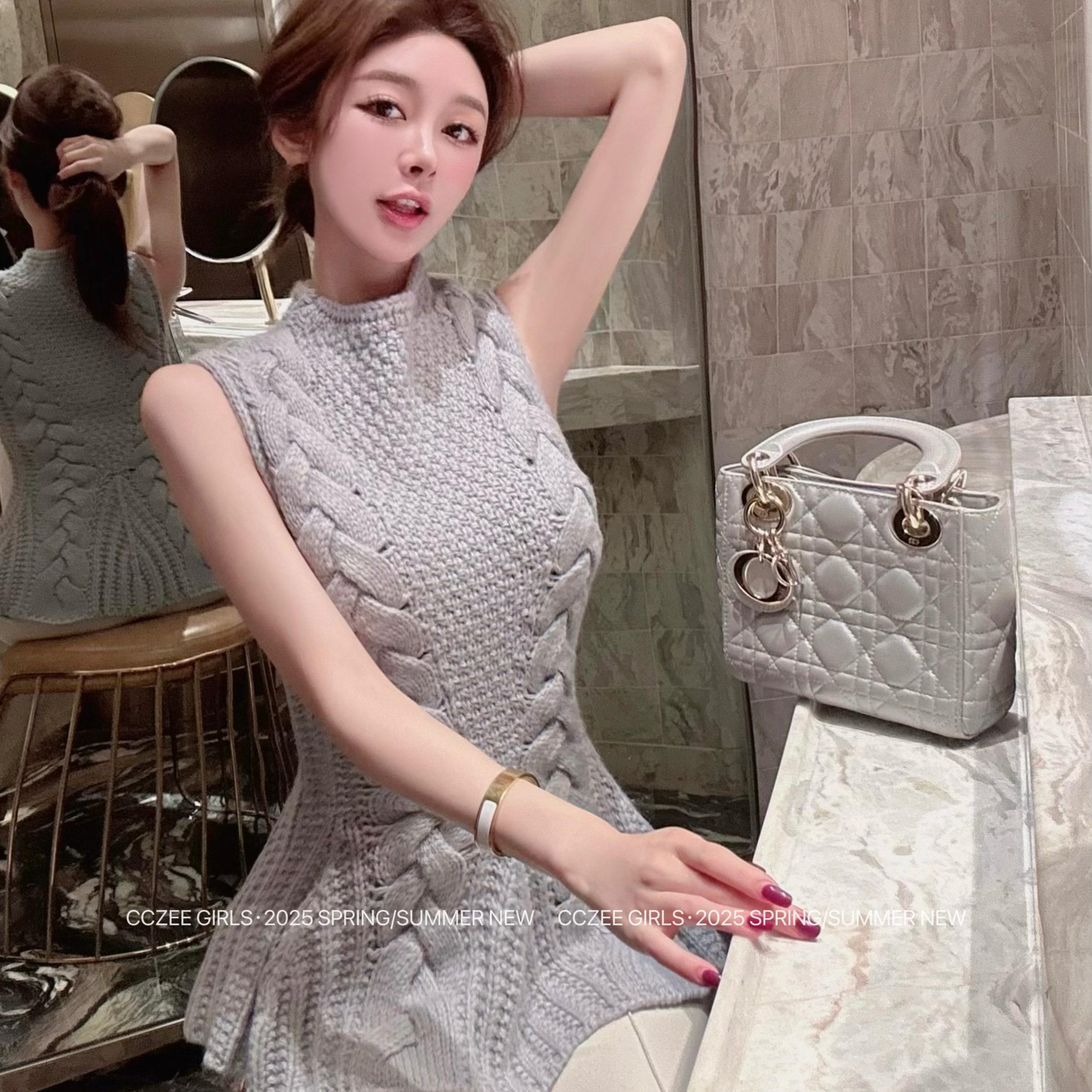 CCZEE Korean girl essence Mermaid lady thick needle three-dimensional twist pure erotic top for women spring and autumn design niche