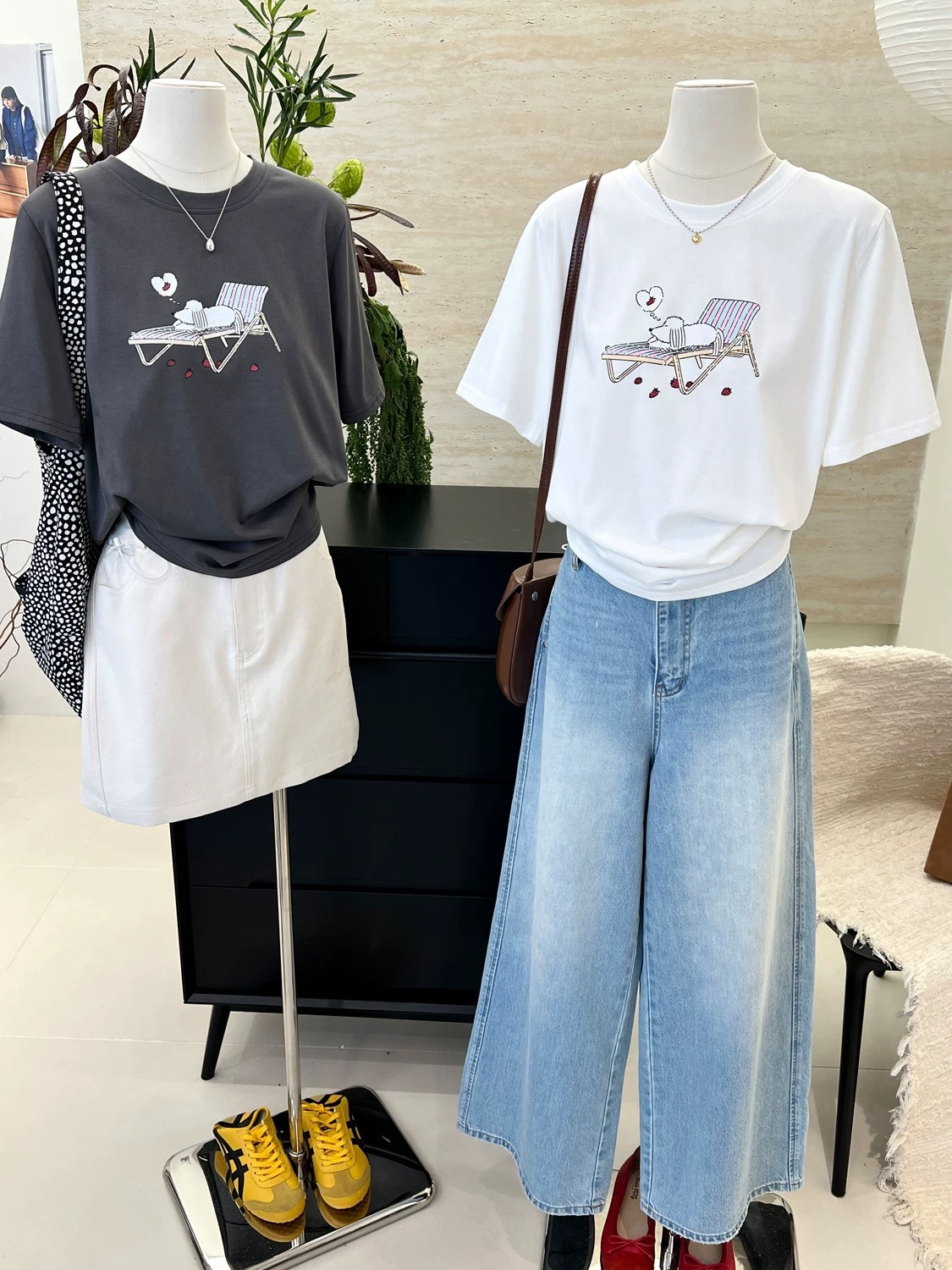200g combed and tight spun in 2025, pure cotton back bag strip, spring and summer loose shoulder printed short-sleeved T-shirt