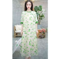 氣質中國風改良旗袍連衣裙女2025夏季新款盤扣寬鬆顯瘦中長裙女