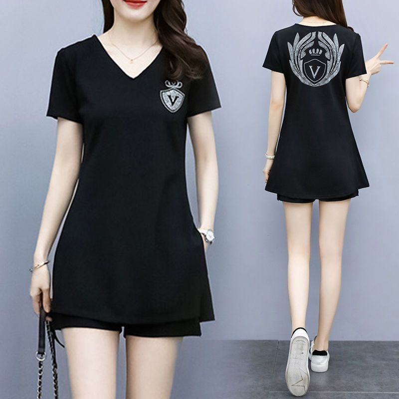 2025 summer new Korean style fat mm two-piece set large size casual and fashionable suit