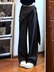 2025 new style Maillard side waist strap loose versatile wide-leg casual pants