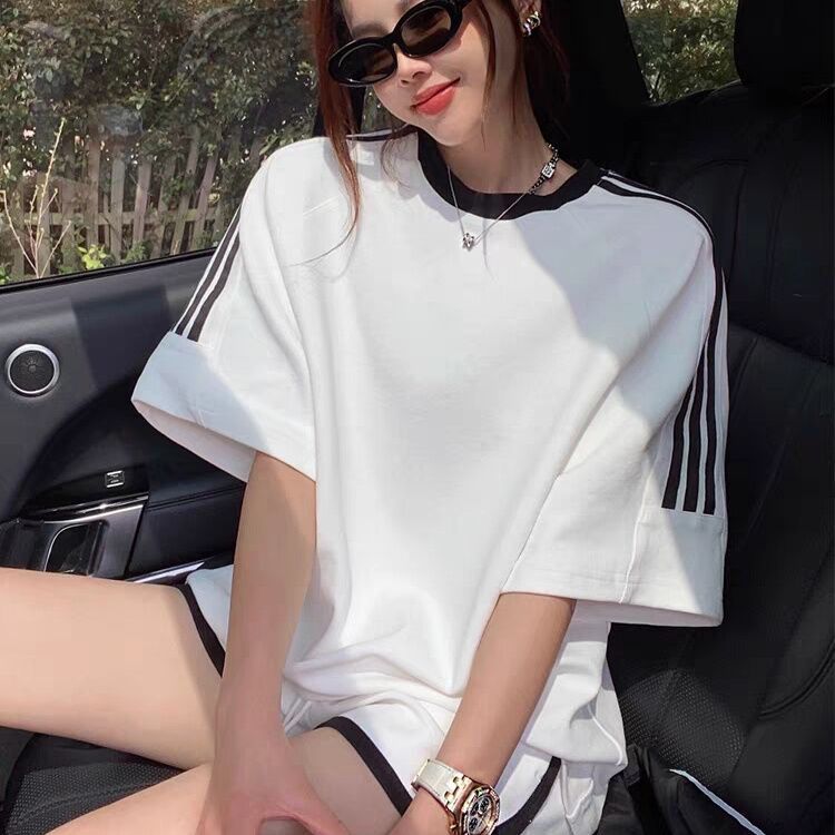 2025 summer suits for women fashion internet celebrity sportswear casual short-sleeved T-shirt shorts running two-piece set