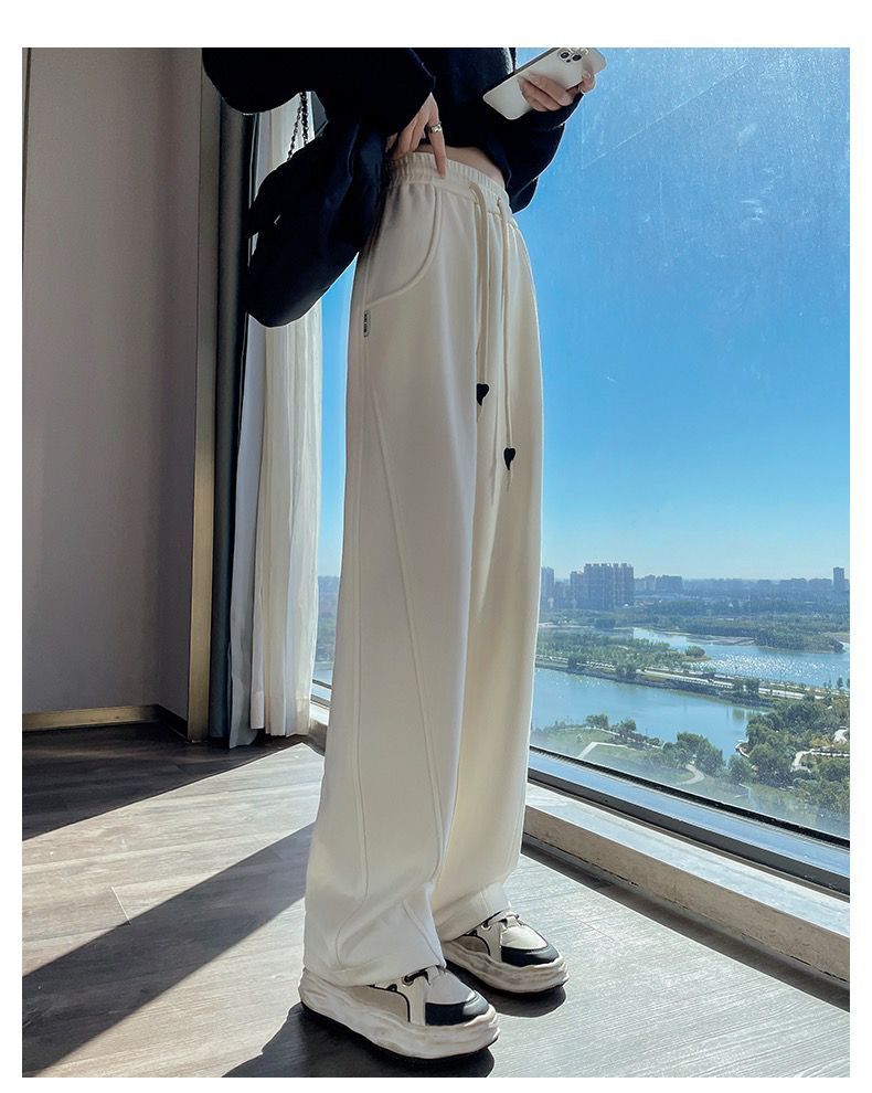 2025 new high-waisted drooping banana pants autumn casual versatile straight-leg sleeved pants