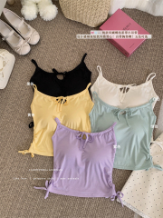 Real shot of 25-year new style with chest pad suspender vest for women straps slim hot girl wearing base top