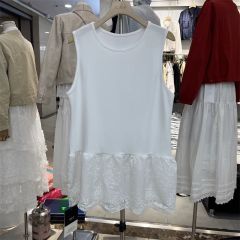 Korean version 2025 new lace spliced ​​inner sleeveless T-shirt for women casual loose bottom layered vest