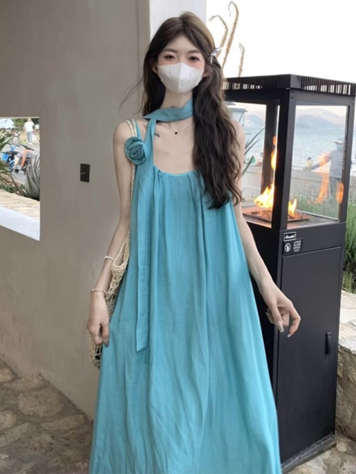 Bright color dopamine Thai summer halter neck suspender dress for women on the beach vacation Xinjiang travel dress