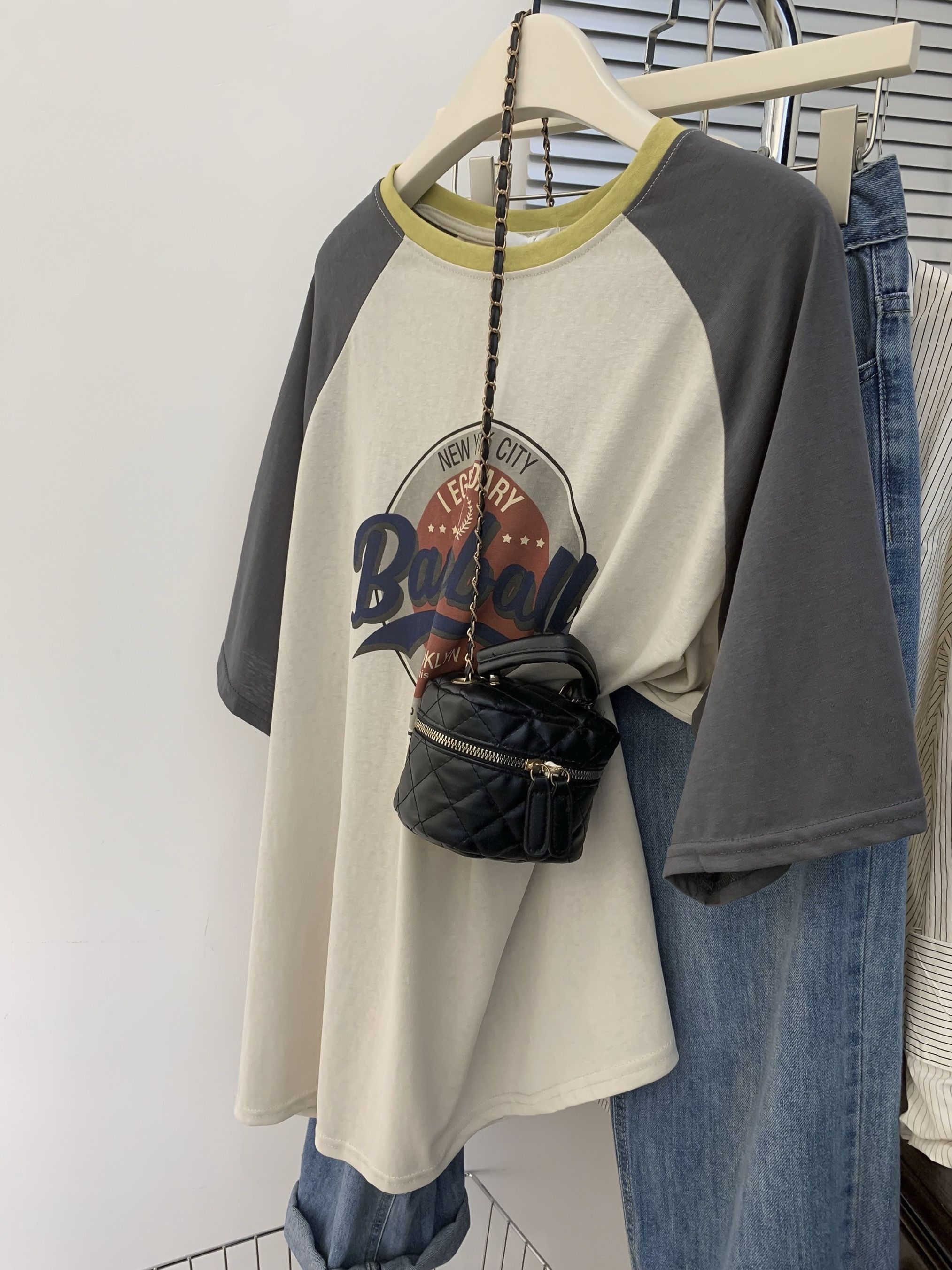 ~Large size women's clothing Korean version of pure cotton raglan short-sleeved T-shirt for women in summer 2025 new printed loose top