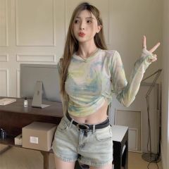 Design-sensible niche smudge long-sleeved sunscreen T-shirt slim base shirt