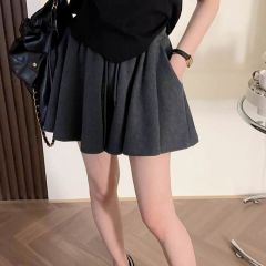 260g modal double-sided ribbed 2025 new summer black high-waisted slimming A-line wide-leg pants