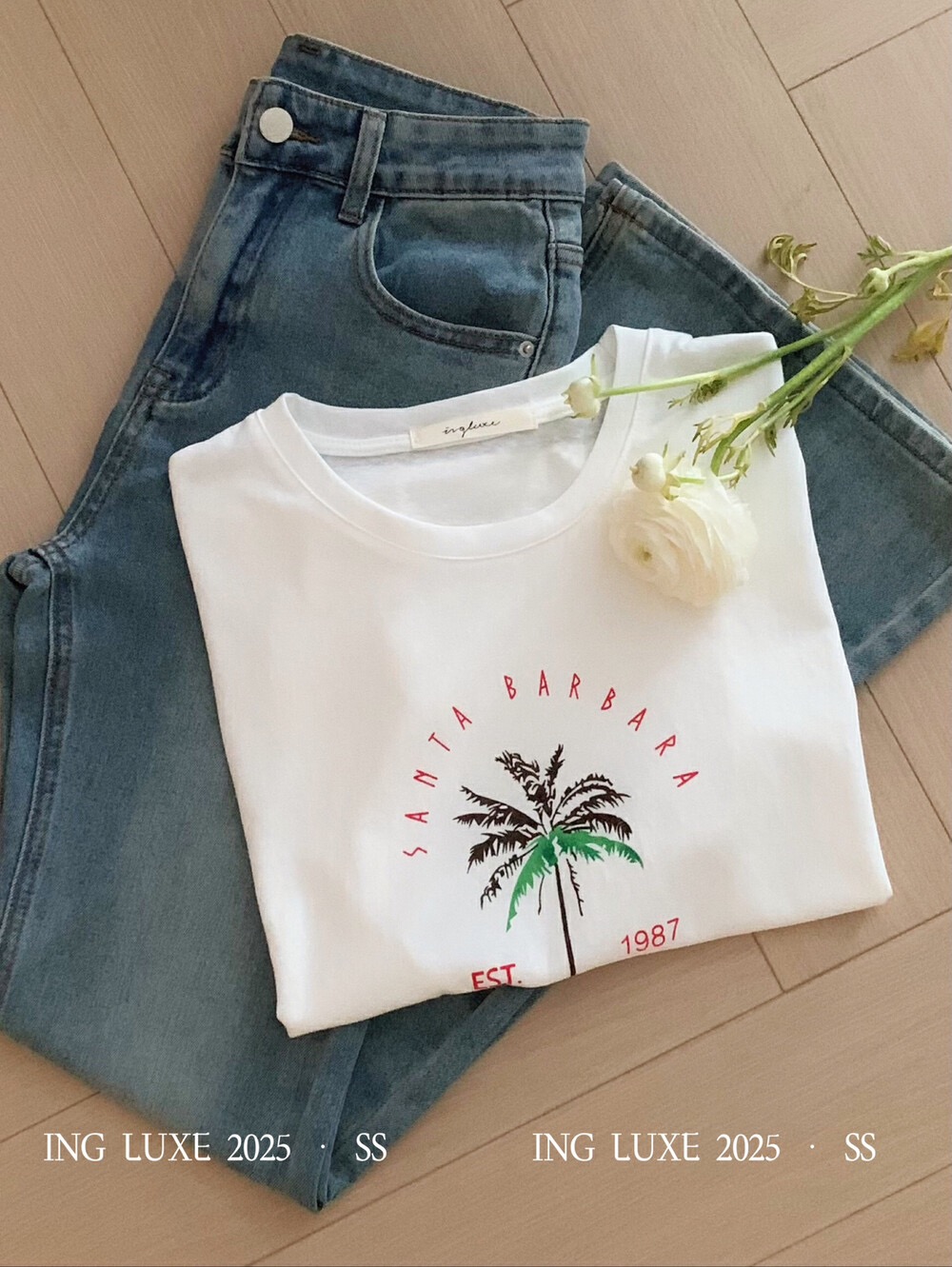 200g combed and tight spun in 2025, pure cotton back bag strip, spring and summer loose shoulder printed short-sleeved T-shirt