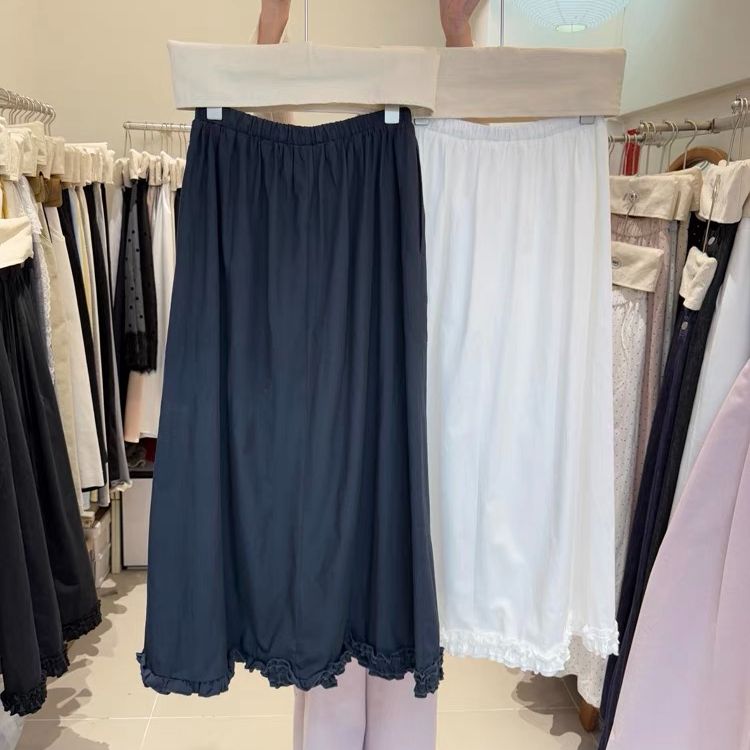 Korean version 2025 spring and summer new style fresh lady casual slim and versatile drawstring black ear skirt