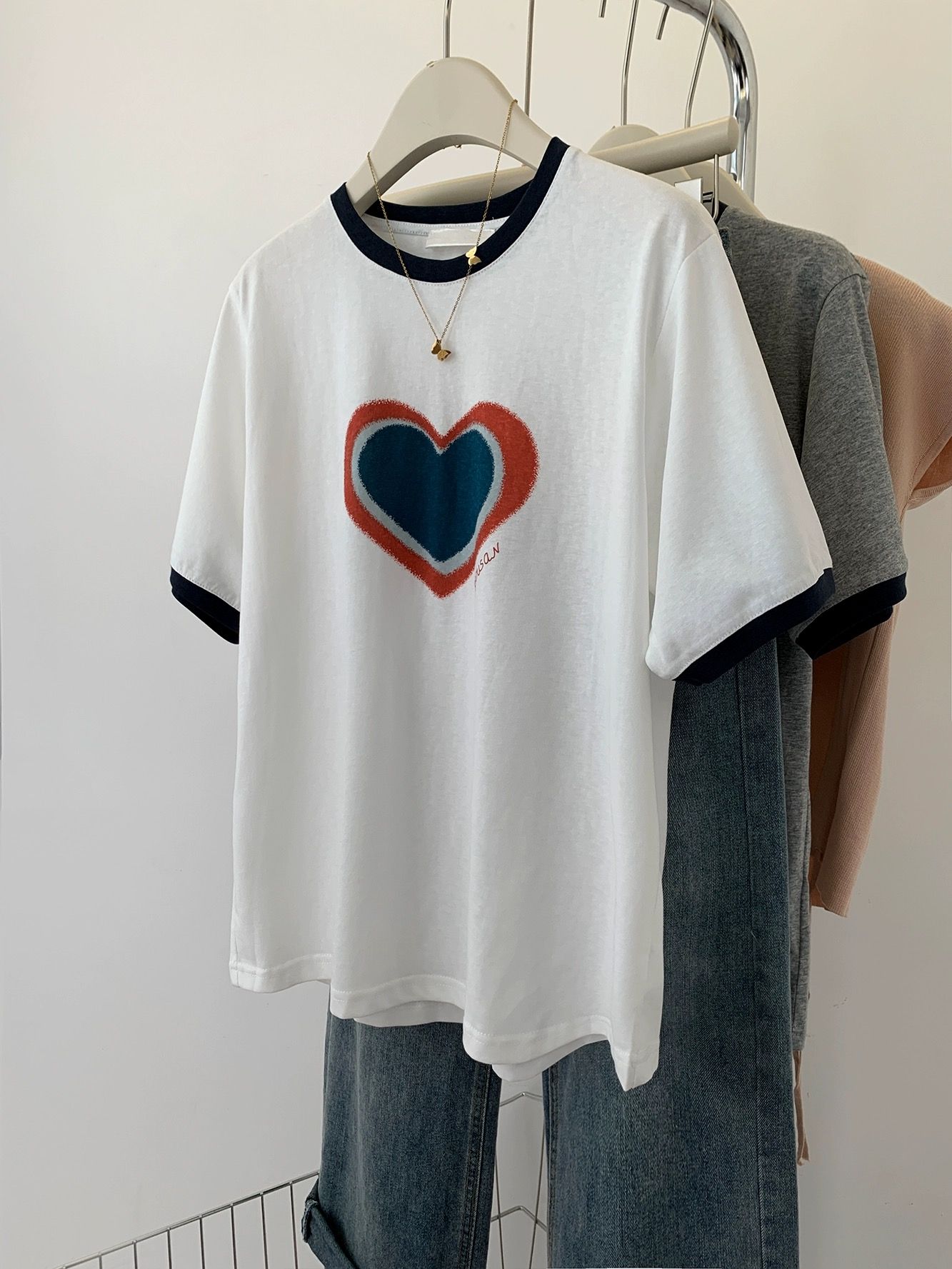 ~Large size women's clothing Korean pure cotton love printed short-sleeved T-shirt for women in summer 2025 new