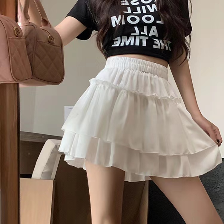 芭蕾風蛋糕裙高腰短裙a字半身裙子女夏季新款甜美蓬蓬裙半裙