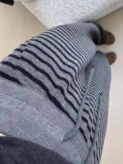 Plus-size plump women's striped wide-leg pants, 2025 spring new style drawstring elastic waist fleece-lined straight-leg sports casual pants