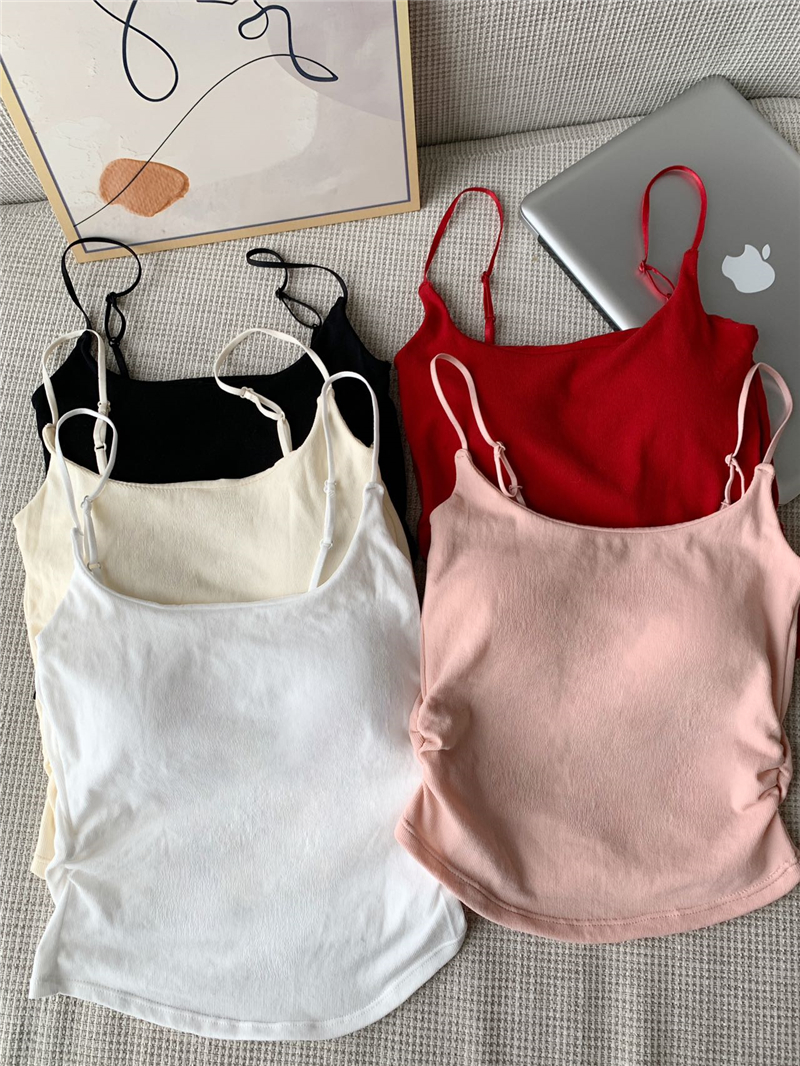 New pure sweet and spicy design pleated suspender vest for women with chest pads inside and outside wearing slim and beautiful back top summer