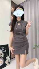 新中式國風改良旗袍連衣裙女夏季性感包臀小媽短裙顯身材開叉裙子