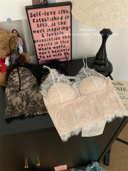 Real-life 25-year new white lace suspender vest with chest pad sexy sweet hot girl top