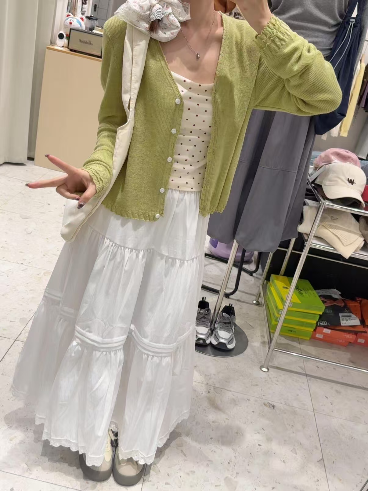 原版面料 蕾絲花邊甜美白色半身裙女夏季蛋糕a字中長裙大擺傘裙
