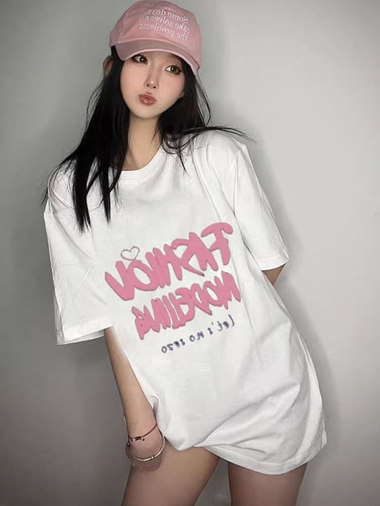 200g pure cotton 2025 new summer large size loose mid-length dress fat mm short-sleeved T-shirt skirt for women