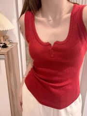 辣妹風小眾純色吊帶背心女裝夏季設計感別致無袖內搭上衣