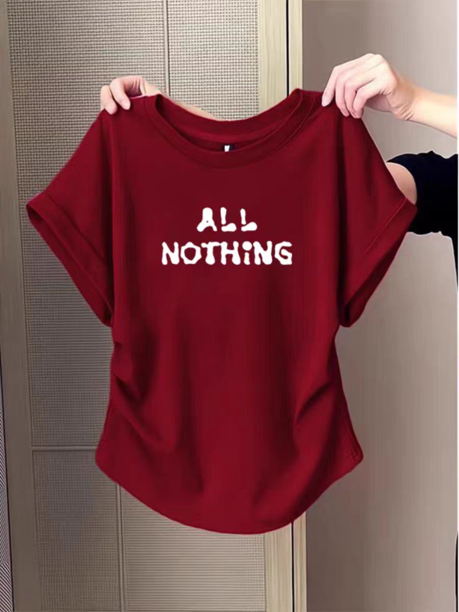 Pure cotton high elastic pleated waist small flying sleeve short sleeve T-shirt for women in summer new slim T-shirt top