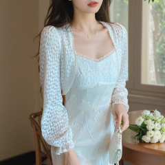 已出貨小披肩外套女2025春夏新款坎肩百搭蕾絲防曬衣短款外搭開衫