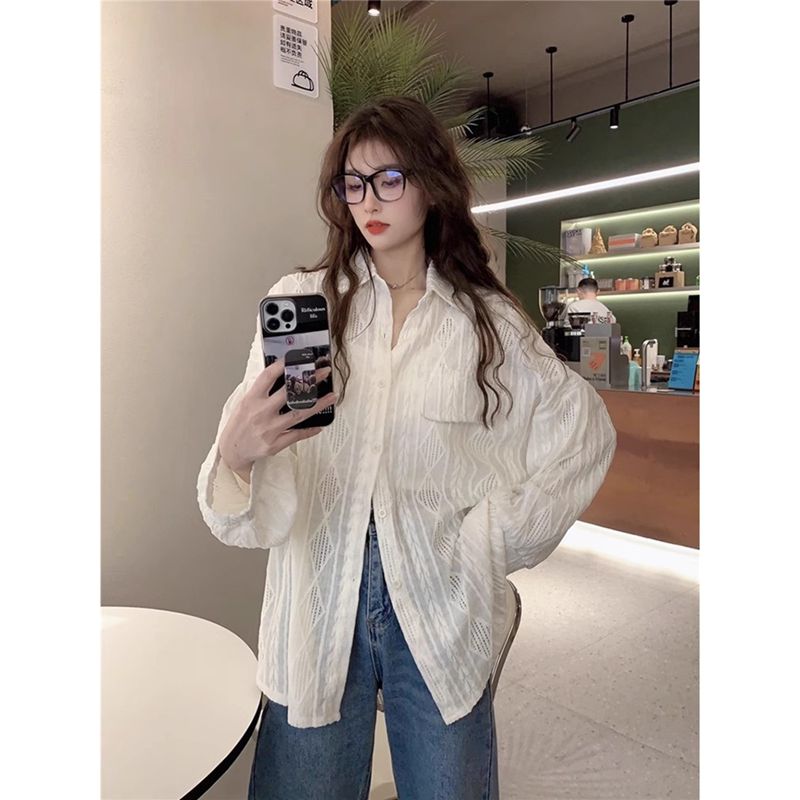 Original fabric casual shirt design sense shirt French long-sleeved sun protection top