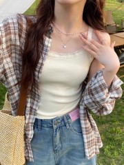 Lace lace vest small suspender for women in summer Korean style slim short French pure sexy top