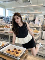 Sleeveless shirt for women in summer new loose short design splicing top