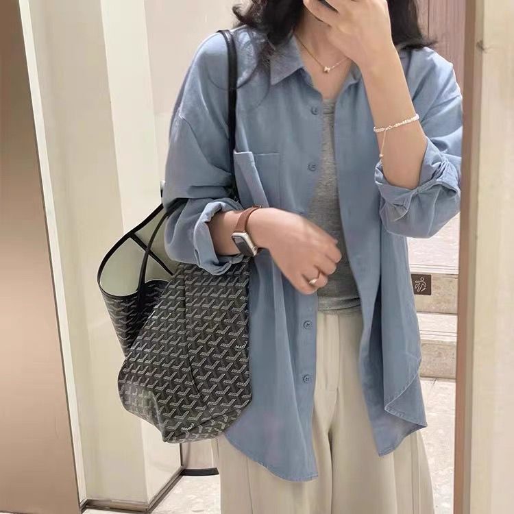 氣質襯衫外套女春秋2025新款韓系上衣寬鬆休閒慵懶長袖襯衣
