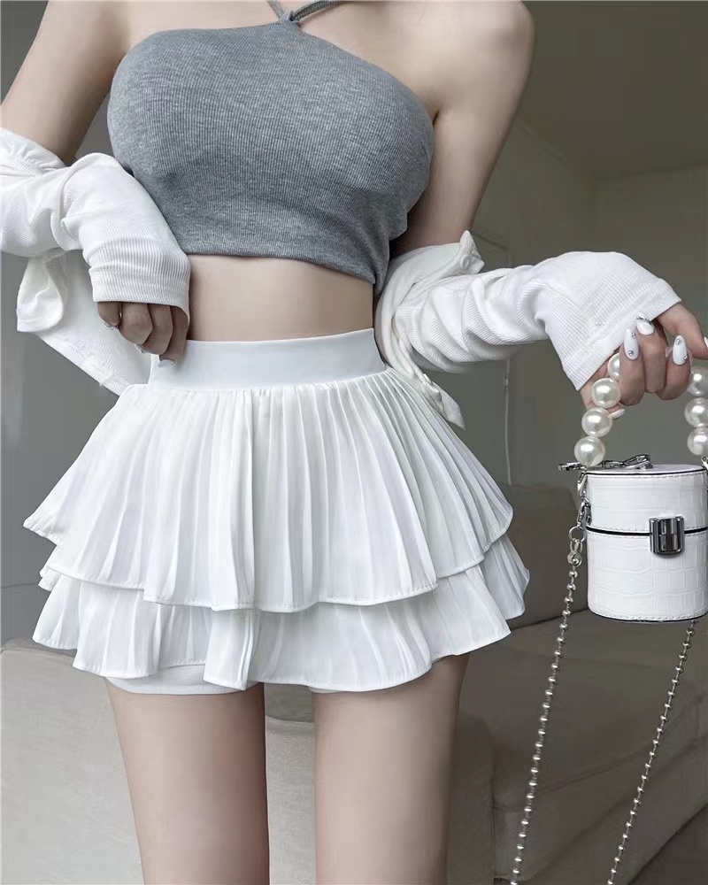 少女感高腰百褶裙女夏季新款設計感小眾性感修身蛋糕短裙子