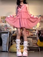 2025 new bow tie neck halter dress for women summer niche design doll skirt small short skirt