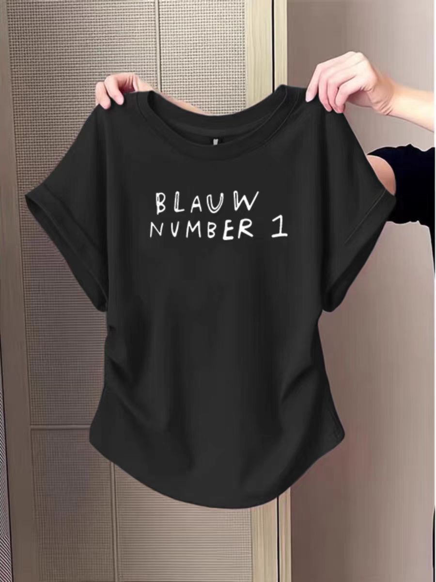Pure cotton high elastic pleated waist small flying sleeve short sleeve T-shirt for women in summer new slim T-shirt top