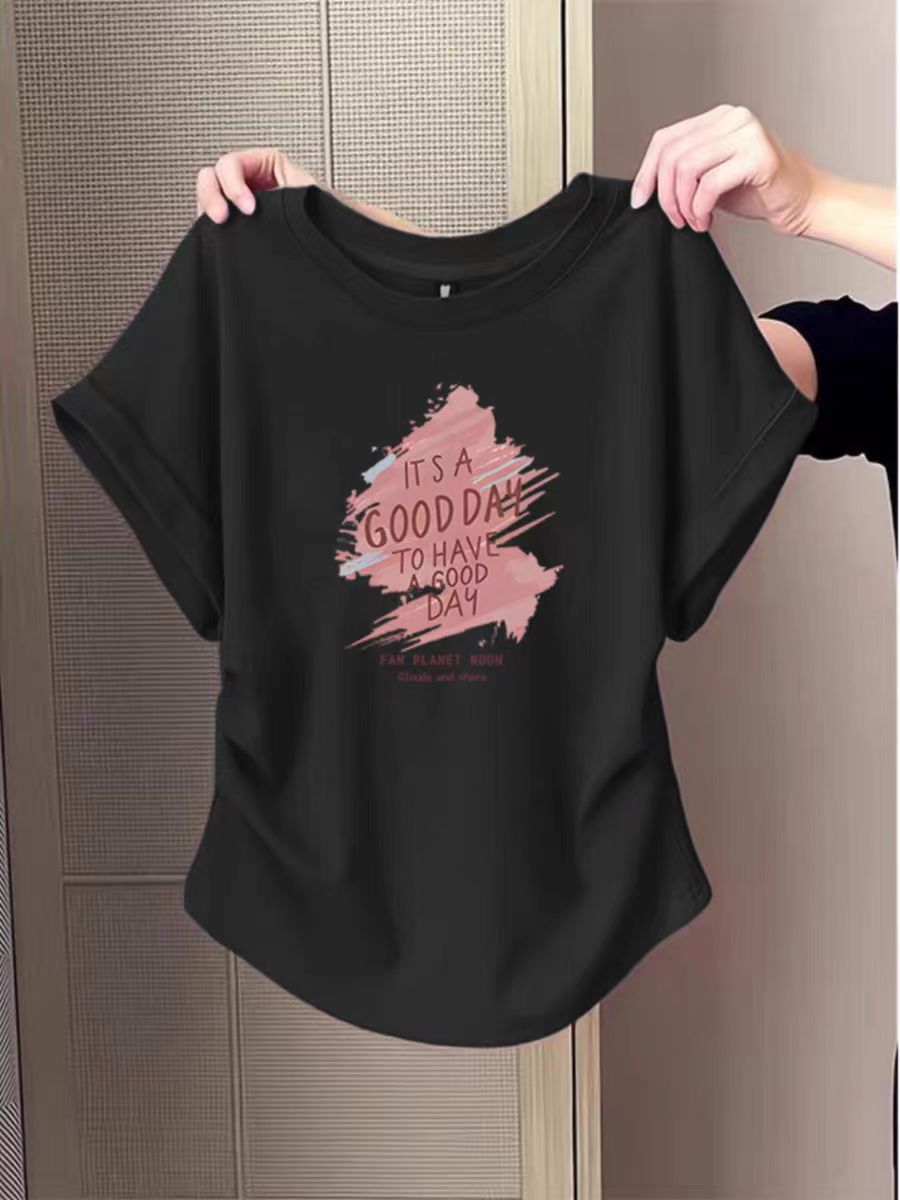Pure cotton high elastic pleated waist small flying sleeve short sleeve T-shirt for women in summer new slim T-shirt top