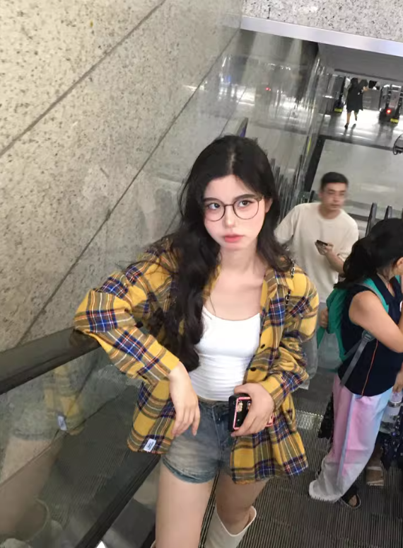 美式復古黃色格子防曬襯衫女夏季寬鬆襯衣設計感小眾法式長袖上衣