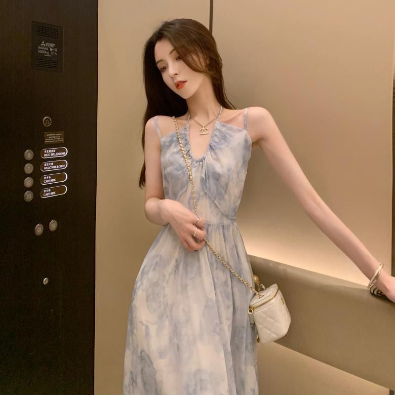 優質四面彈2025夏季新款氣質時尚高級感簡約法式小眾設計裙子