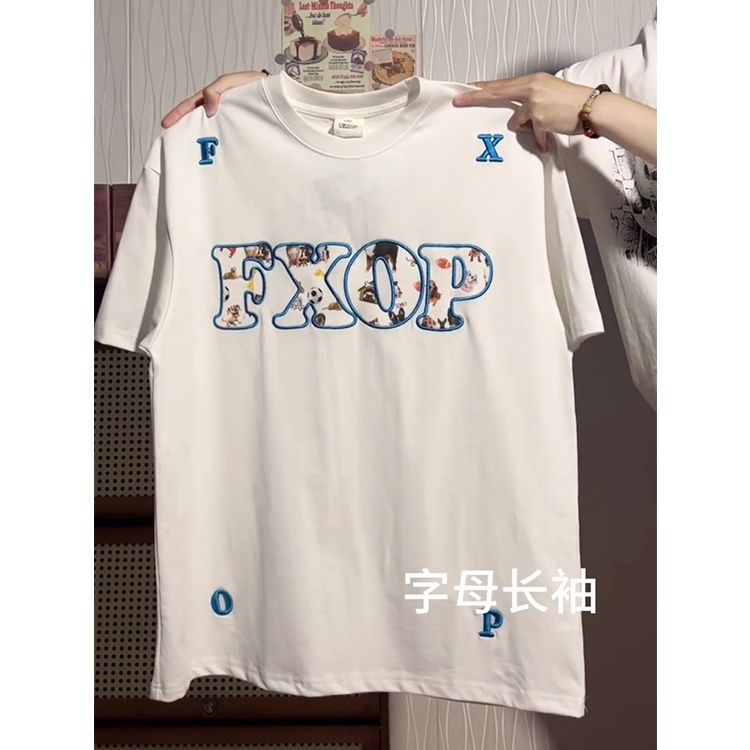 原版做工  貼布刺繡 19支220克純棉 螺紋領+包邊拉肩