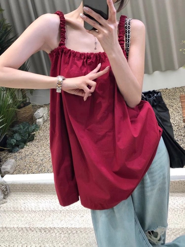 夏日多巴胺吊帶背心2025新款女夏設計感小眾外穿無袖坎肩露背上衣
