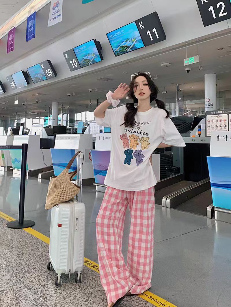 200g combed and tight spun in 2025, pure cotton back bag strip, spring and summer loose shoulder printed short-sleeved T-shirt