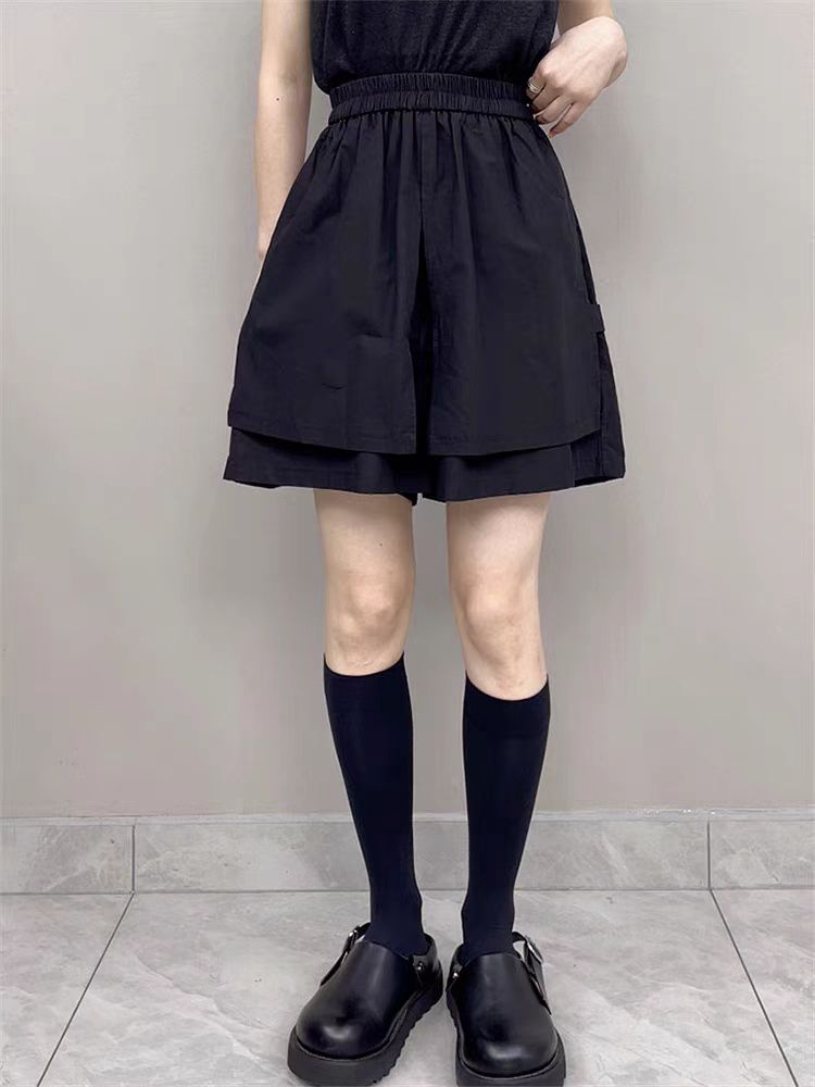 High-waisted five-point skirt pants slimming wide-leg shorts for women in summer thin casual work pants