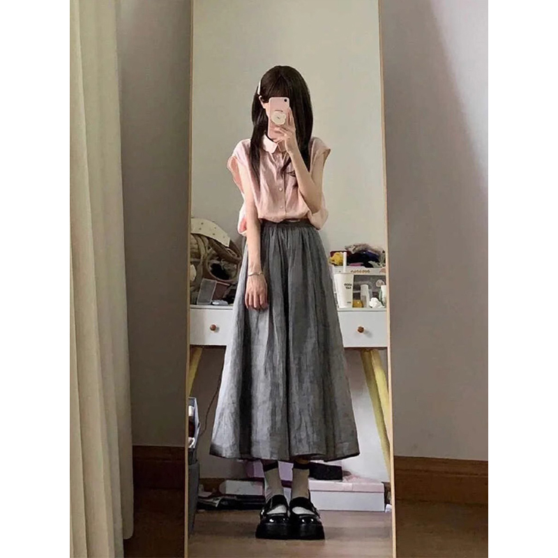 夏季2025新款小個子灰色半身裙女