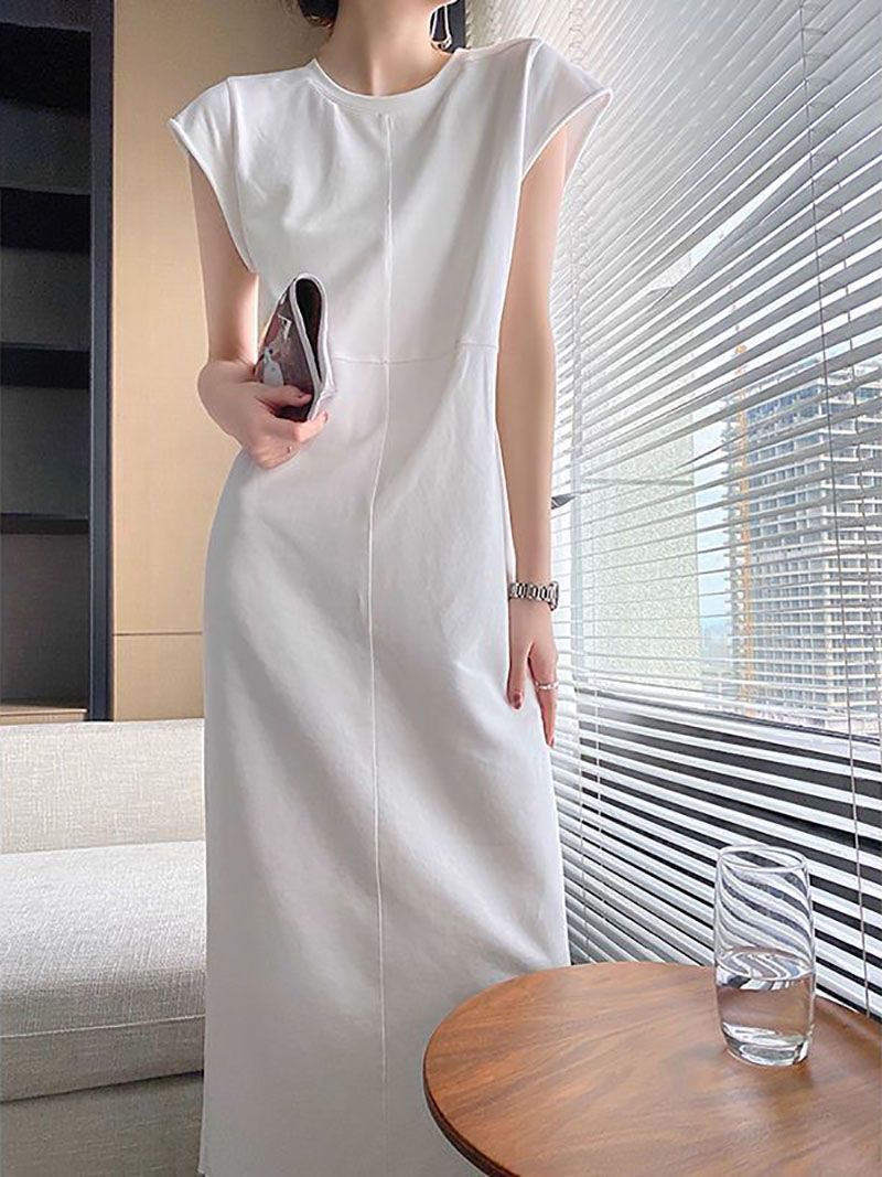 Short-sleeved straight-bottomed T-shirt dress for women 2025 spring and summer new midi skirt vest skirt