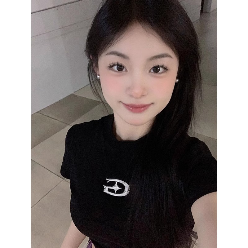 Official photo 92 cotton/8 spandex 40 210g pure cotton liquid metal short-sleeved T-shirt for women's summer clothing