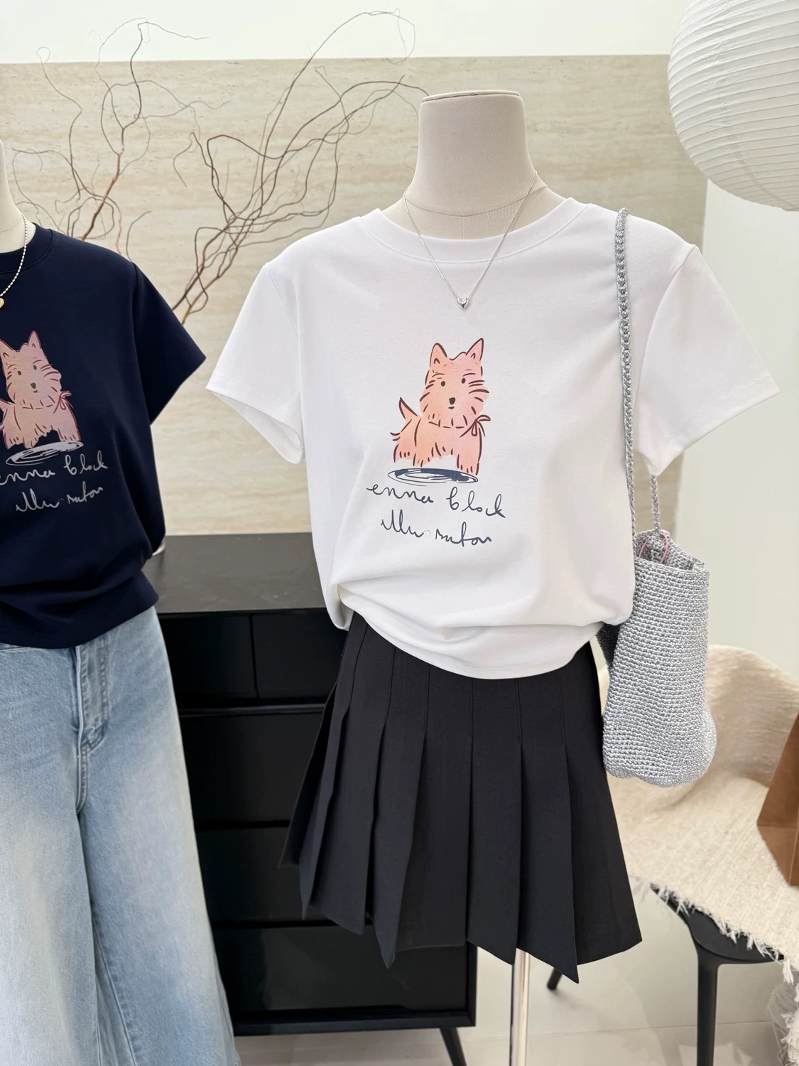 Printed front shoulder short-sleeved T-shirt for women in summer new niche American pure cotton slim T-shirt top