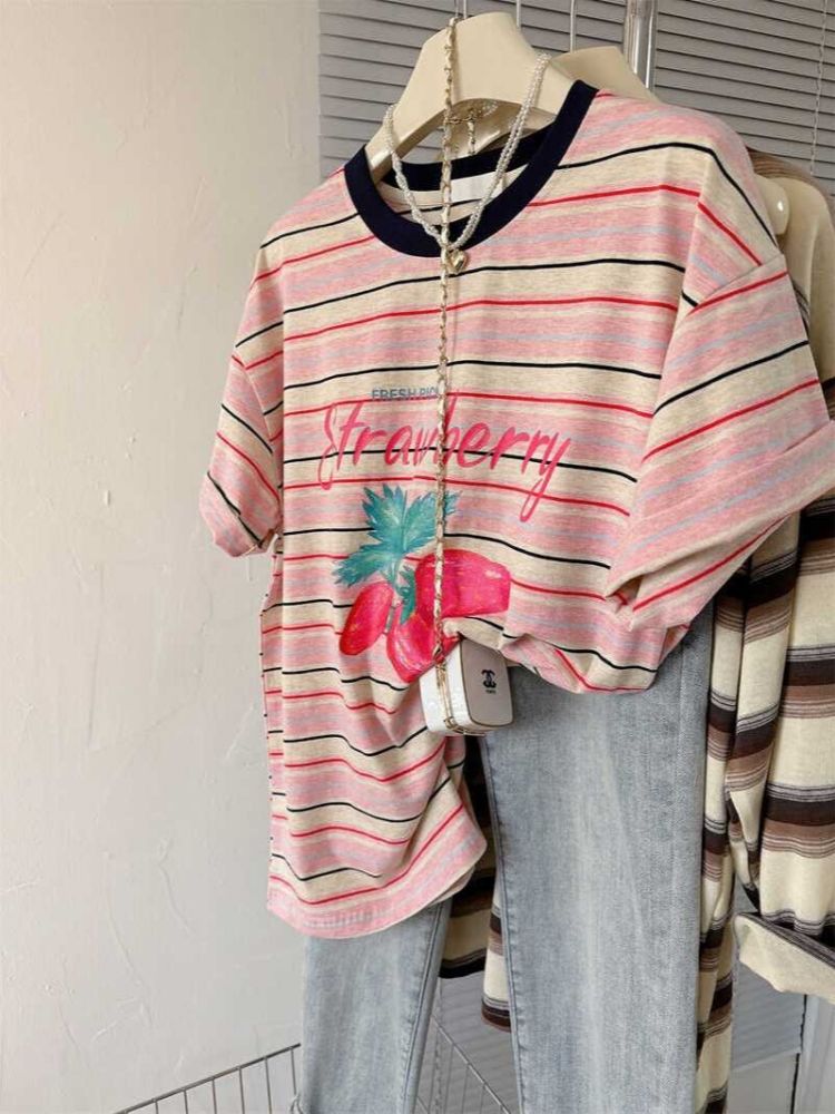 Denim butterfly patch design-shoulder short-sleeved T-shirt