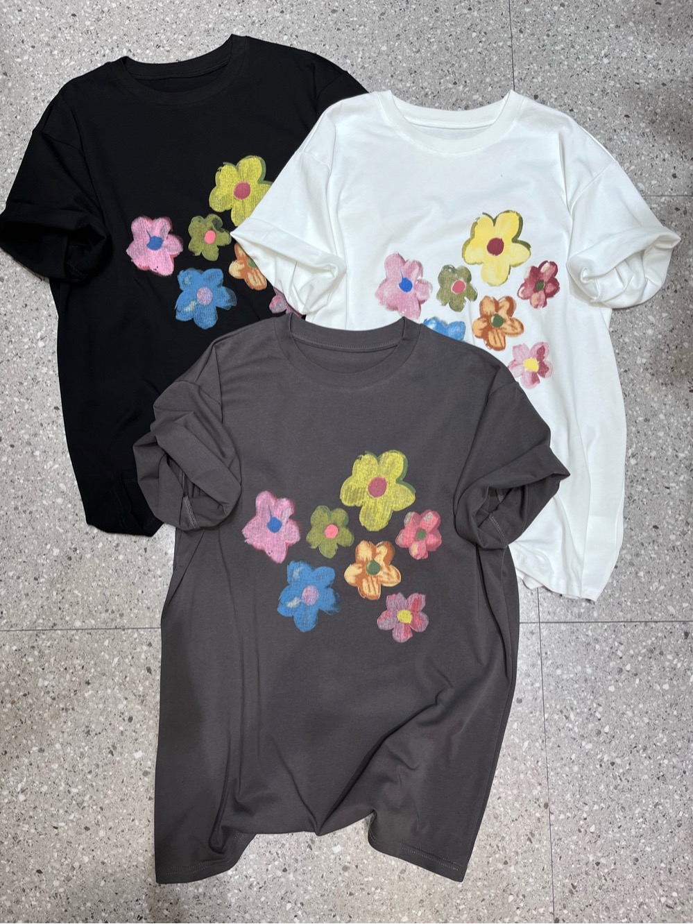 200g combed and tight spun in 2025, pure cotton back bag strip, spring and summer loose shoulder printed short-sleeved T-shirt