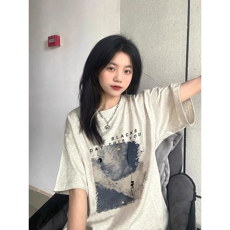 200g pure cotton 2025 new summer large size loose mid-length dress fat mm short-sleeved T-shirt skirt for women