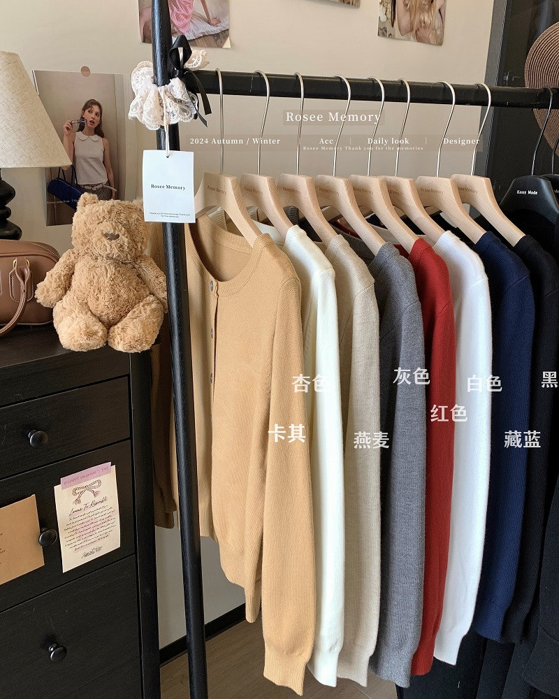 PPHOME English Peter Pan ~ Soft and Glutinous Embroidered Round Neck Knitted Cardigan Sweater for Women in Autumn Outer Outer Outer Outer Outer Outer Outer Coat